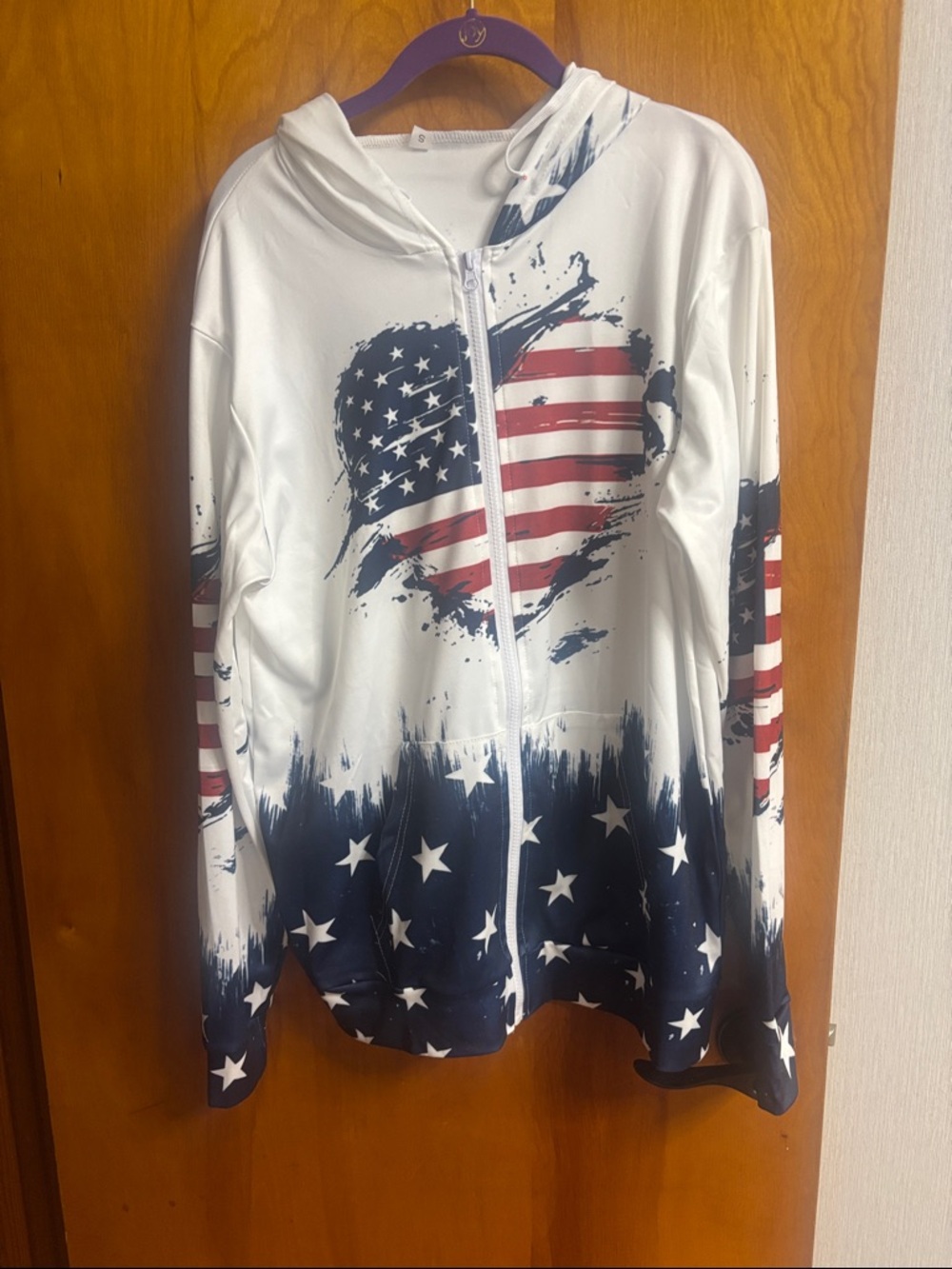 White American Flag Zip-Up Bomber Hoodie Jacket